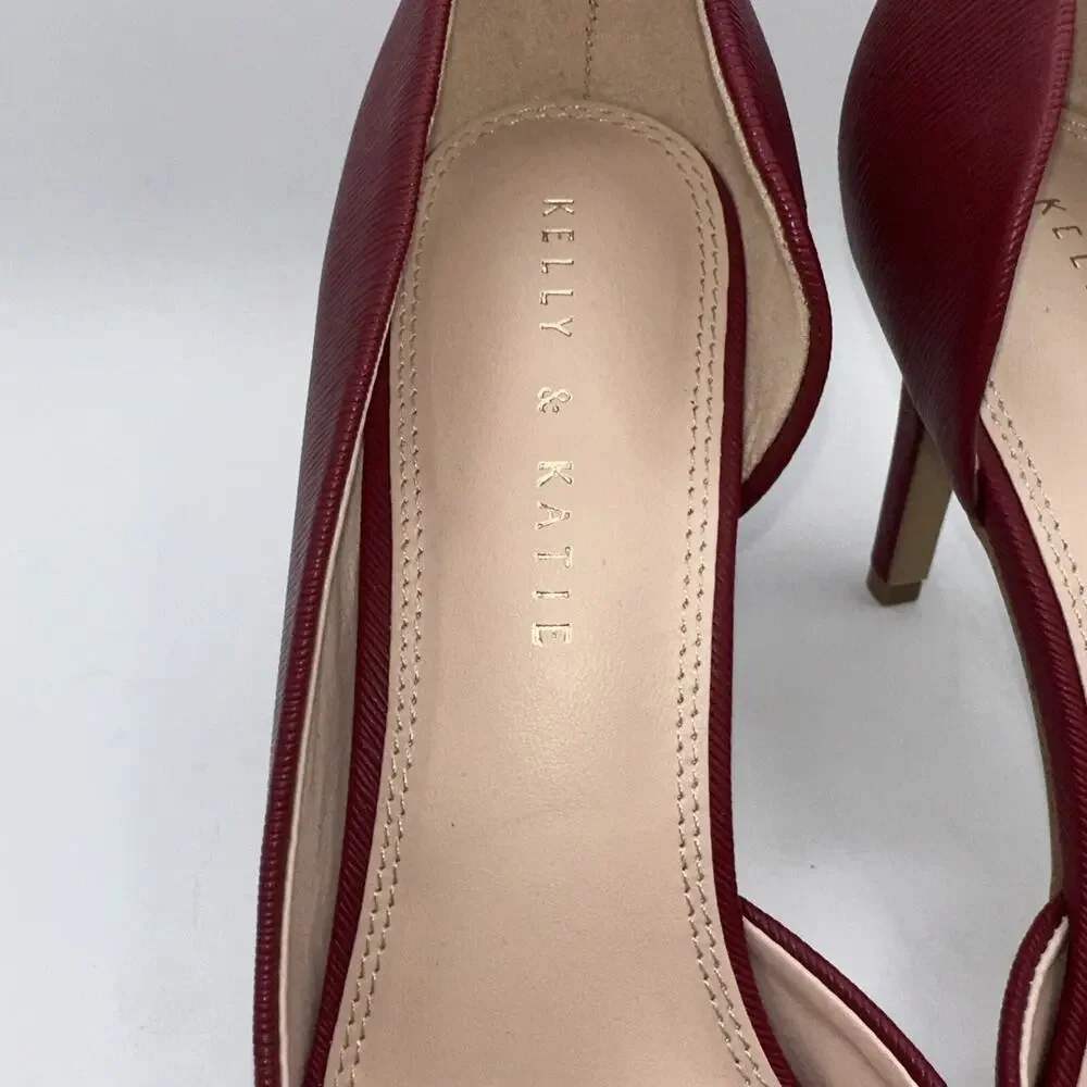 Kelly And Katie Womens Driella Red Faux Leather Heels Size 10 Sexy